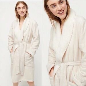 J CREW Sherpa Lined Flannel Robe Womens L-XL
